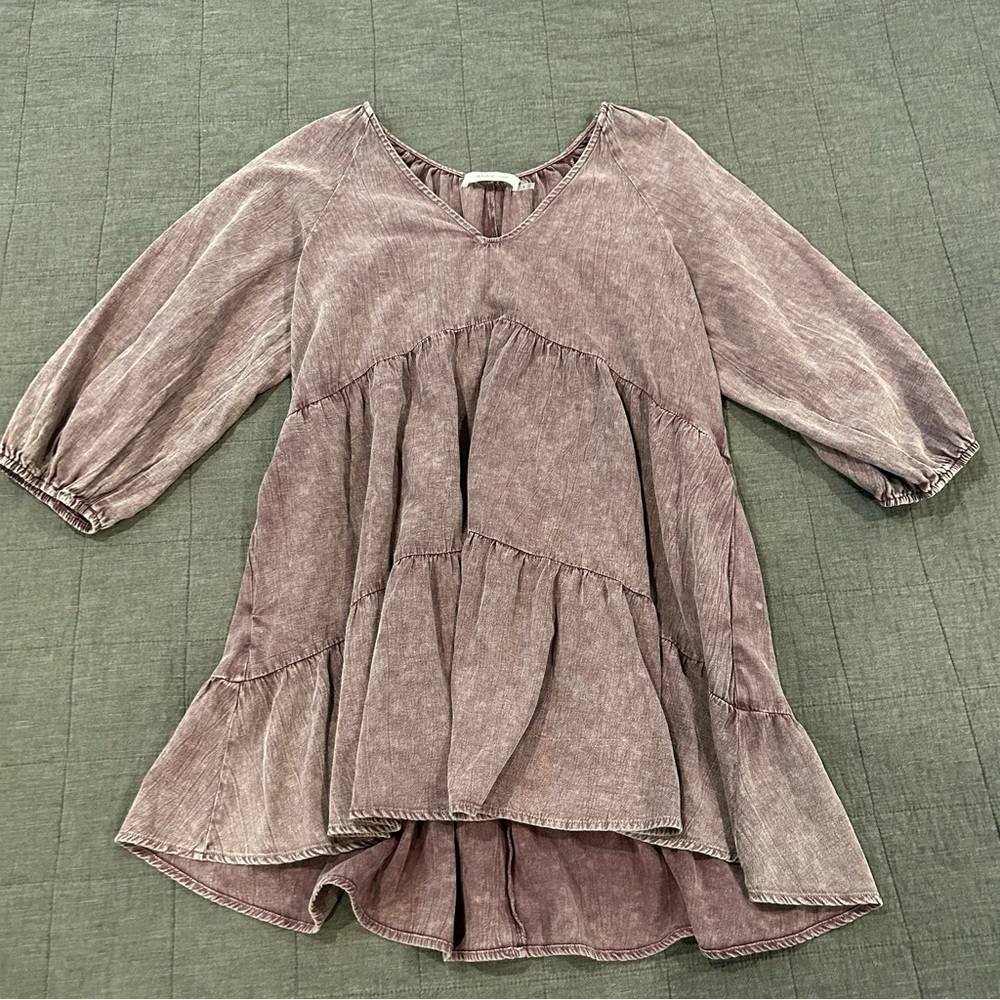 Purple Puff Sleeve Tunic Dress Size Small Brand New